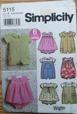 SIMPLICITY SEWING PATTERN 5115 BABY ROMPER OR ROMPER DRESS Newborn to 18 Months