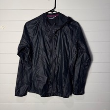 Athleta Womens Black Mesh Back Hooded Running Windbreaker Jacket Size Medium
