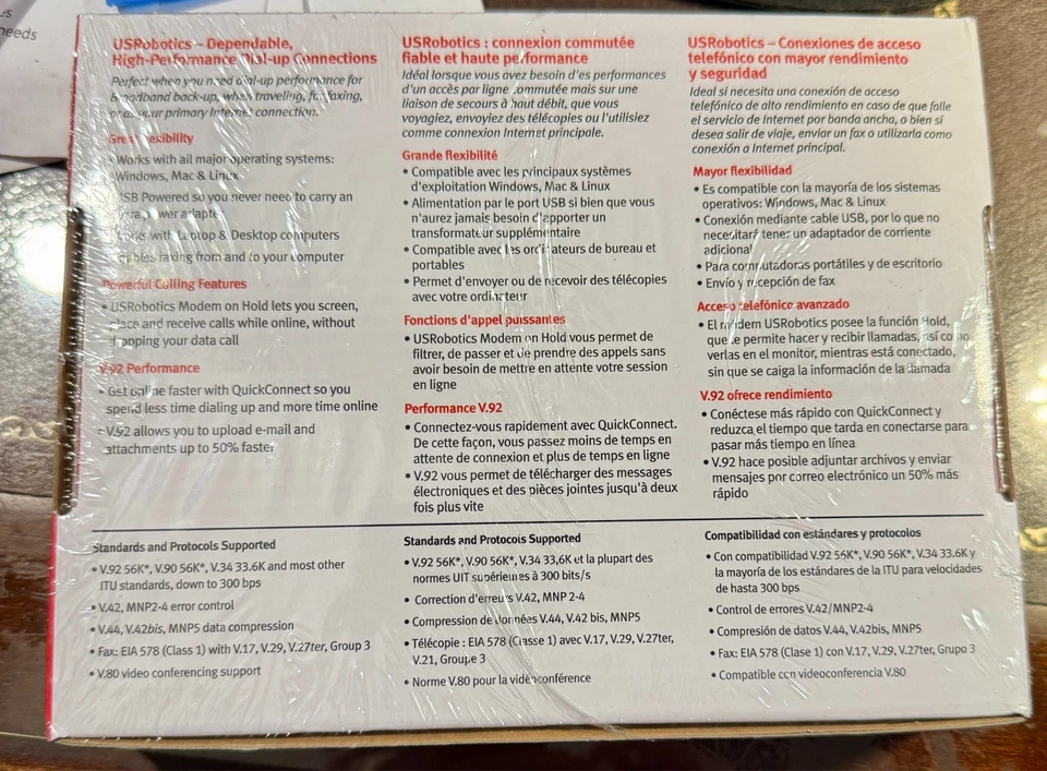 US Robotics 56K USB V.92 Modem USR5637 CD, manual, cable, FACTORY SEALED NEW - Image 3 of 4