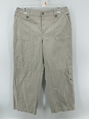 Sigrid Olsen Wide Leg Pants Womens Size 10 Beige Tan Khaki Mid Rise 31  Waist