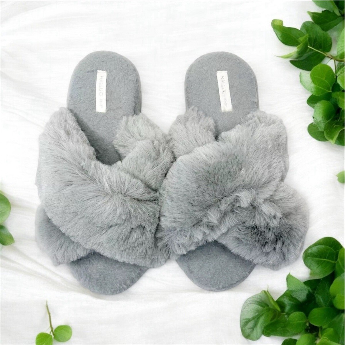 Fuzzy Slippers Halluci Women's Cross Band Slippers Halluci