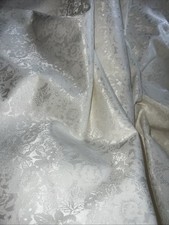 Ivory Damask Jacquard Brocade Flower Floral Fabric 60 in. Sold By The Yard