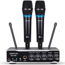 2 Channel Rechargeable Wireless Microphone System, Pro UHF Metal Handheld Wir...