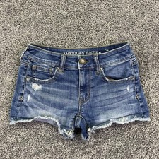 American Eagle Outfitters Shorts Womens 00 Blue Shortie Denim Cutoff Stretch