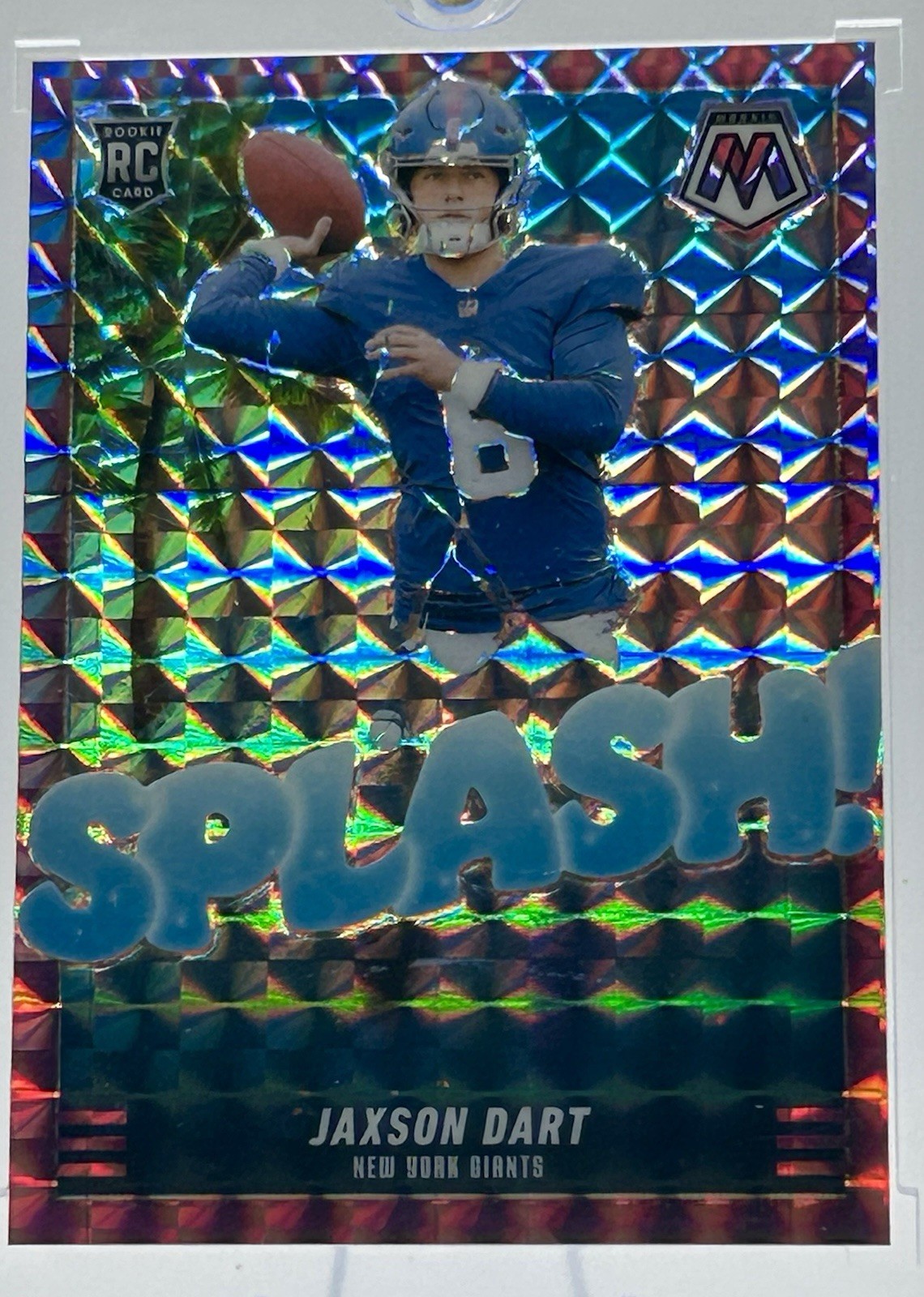 2025 Panini Mosaic - Splash Mosaic Jaxson Dart #15 Purple Prizm /49 (RC) Giants