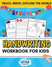 Handwriting Workbook for Kids: Practice book for ages 5-7-Learn countries and fl