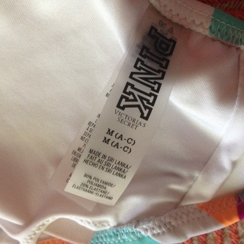 M Victoria's Secret PINK Graphic Multi Color Halter Bikini TOP Artistic Shapes - Picture 6 of 7