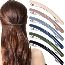 6pcs French Hair Barrettes for Women, Non-Slip Spring Flat Clips Pins, Elegan...