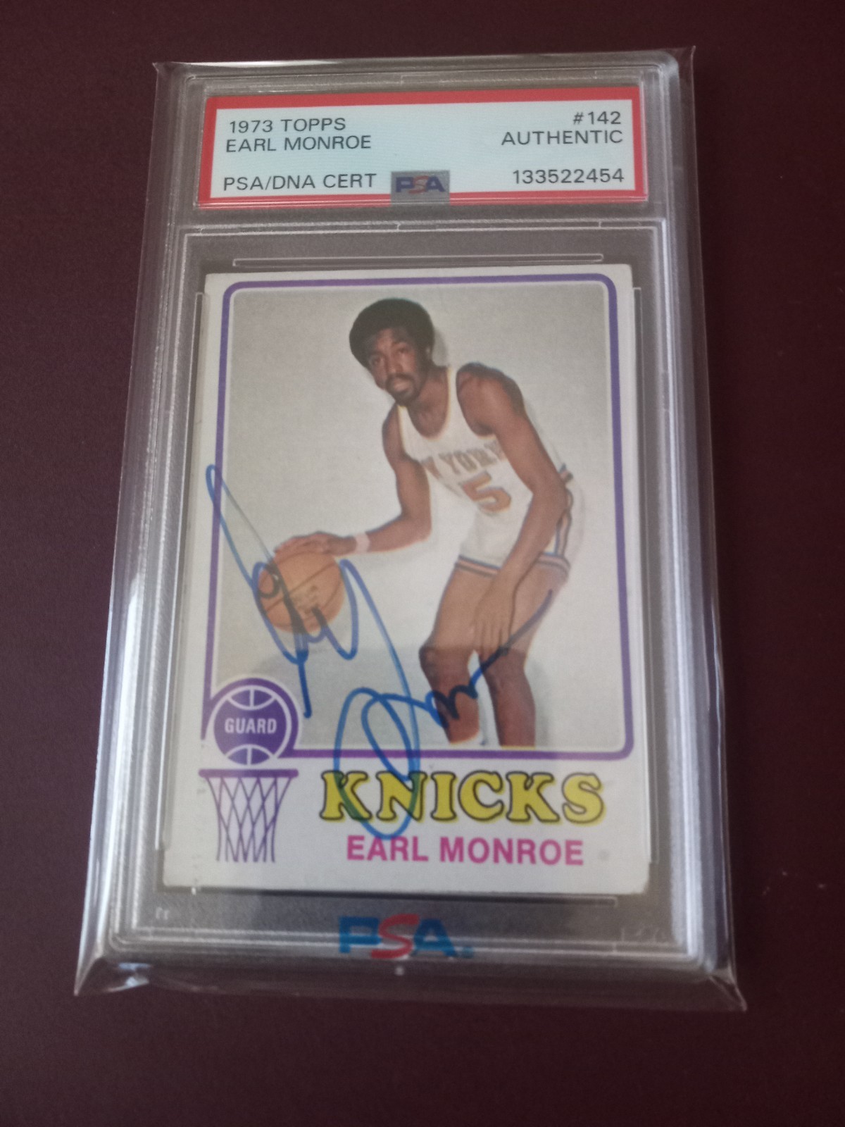 Earl Monroe Hand Signed 1974 Topps Card PSA Vintage Signature !    view 4