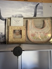 Vintage Bless This Baby Girl Gift Set Picture Frame and Bib Set Grasslands Road