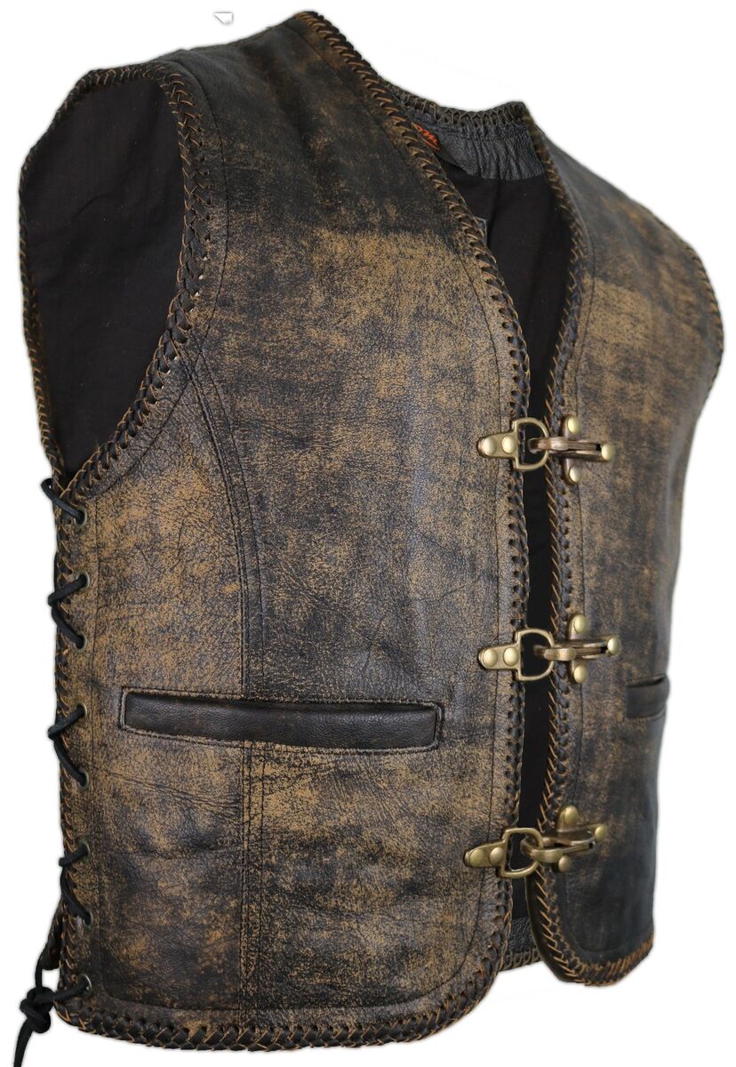 Vintage Leather Vest Biker Vest Motorcycle Coat Leather Coat Club