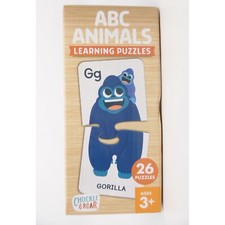 Chuckle Roar ABC ANIMALS 26 2-Piece Learning Puzzles w/Storage Bag