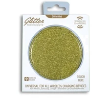 GOLD GLITTER WIRELESS CHARGING PAD QI CERTIFIED UNIVERSAL IPHONE SAMSUNG GOOGLE⭐