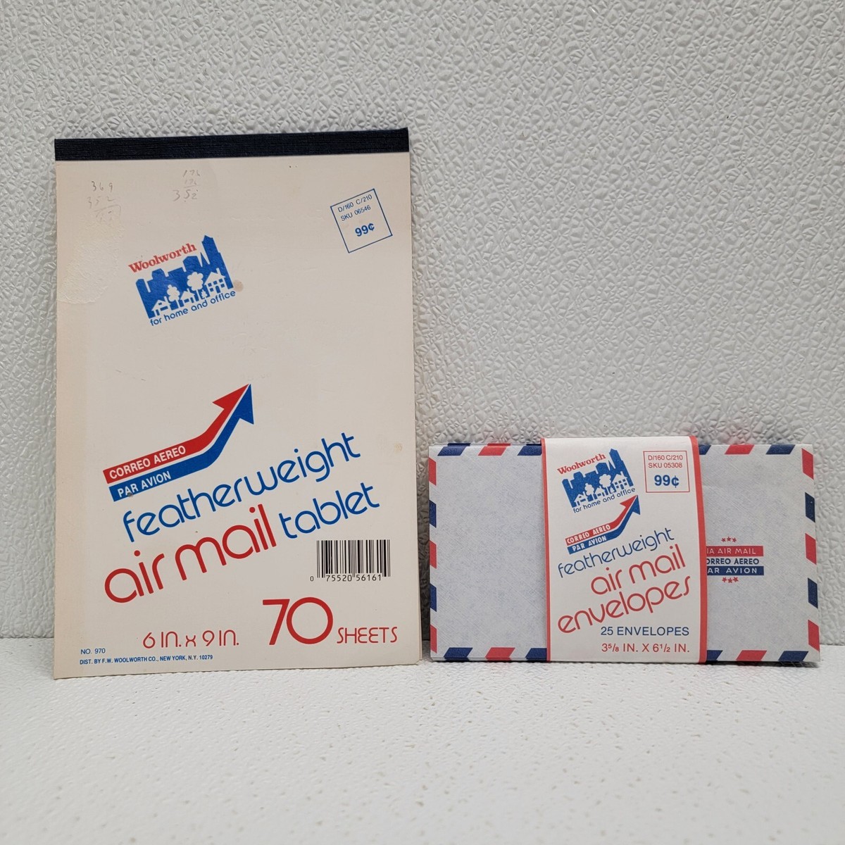 Vintage Woolworth Air Mall Featherweight Paper & 22 Envelopes