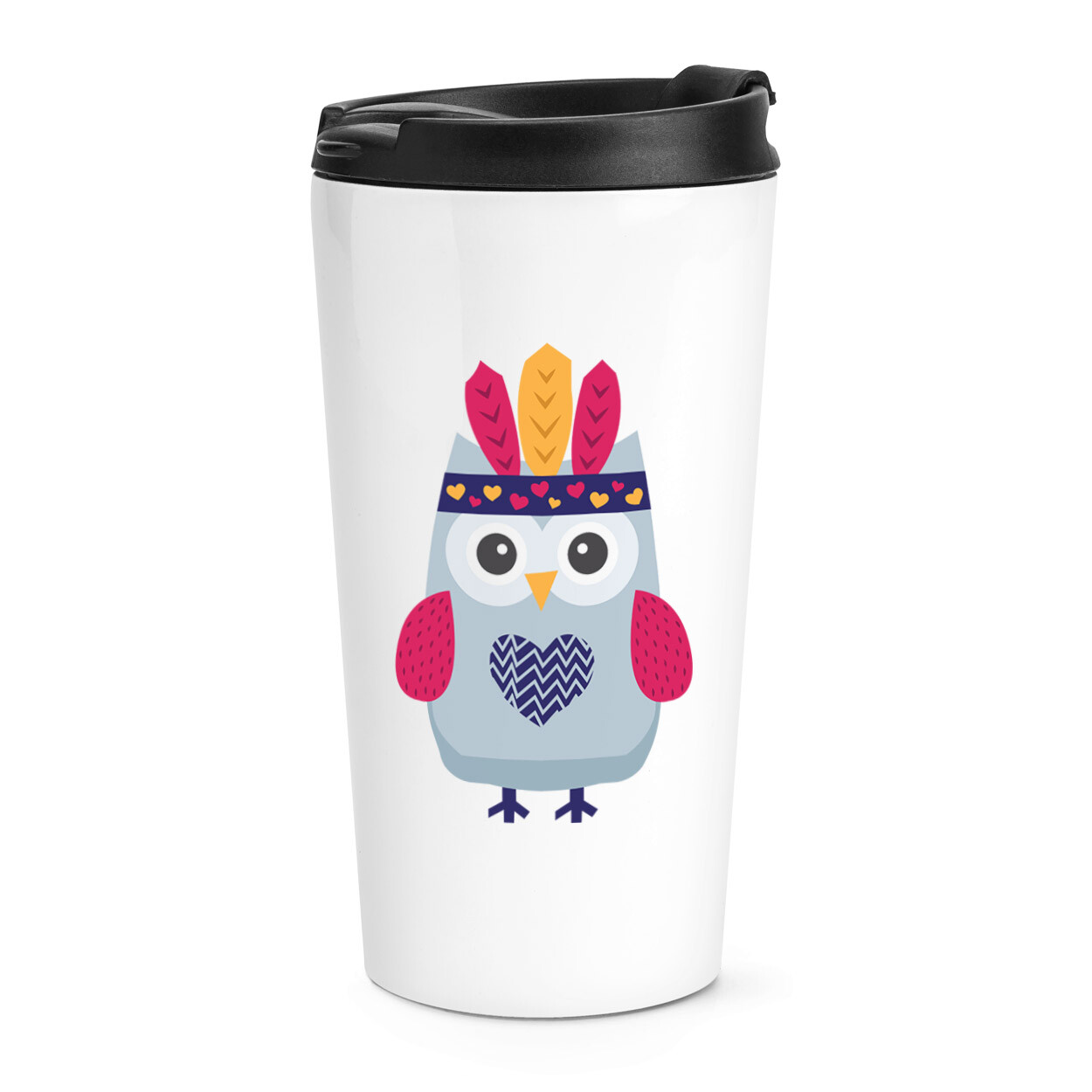 Festival Owl Head Dress Travel Mug Cup Bird Cute Funny Thermal Tumbler