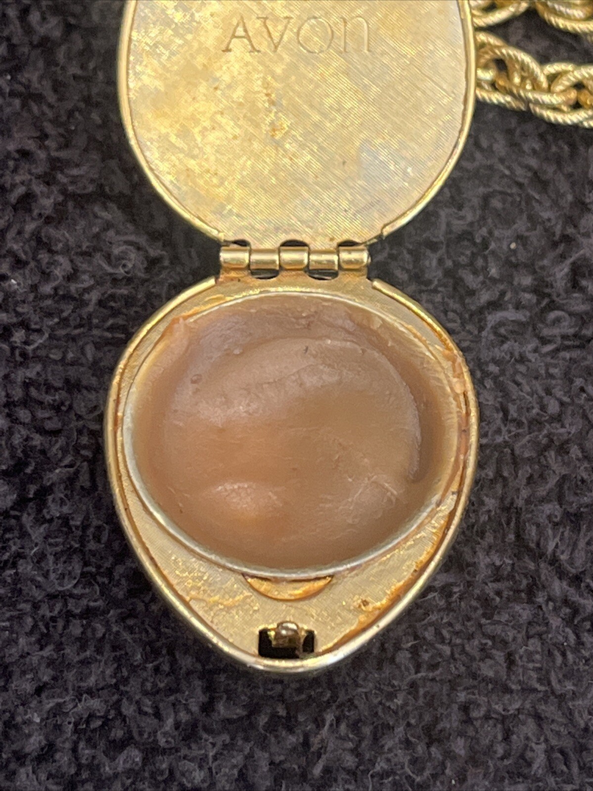 AVON Golden Charmer SOLID PERFUME Locket Necklace… - image 9