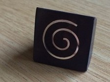 Handmade carved wood oversized chunky square ring with sterling silver swirl 9