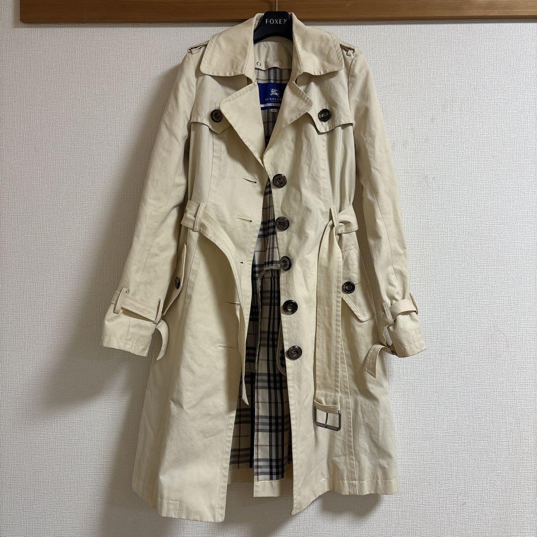 Burberry Blue Label Trench Coat Off-White with Liner Check Pattern Size 38 Women thumbnail 20
