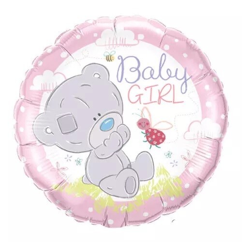 Baby Girl Pink 18"" Qualatex Foil New Baby Shower Balloon Helium Tatty Teddy