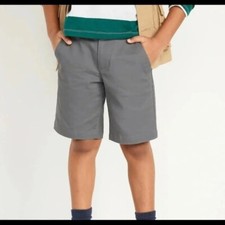 Old Navy Boys Built-In Flex Flat-Front Straight Twill Shorts, EUC, Grey, 18 Plus
