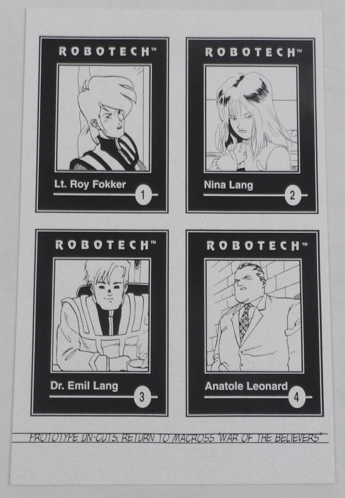 Robotech: Return to Macross - War of the Believers Prototype Uncut Card Sheet