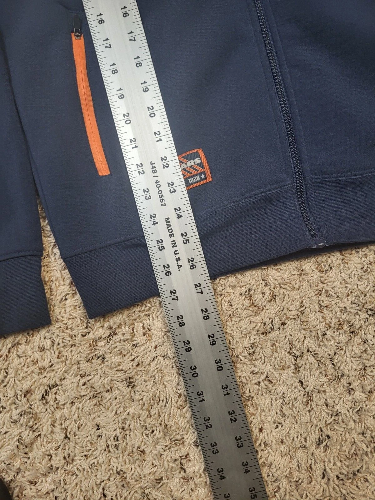 VETEMENTS Felpa con cappuccio Chicago Bears full zip nuova con etichetta blu navy con arancione taglia M Medium