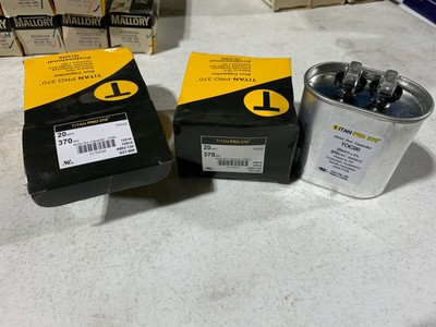 Three (3) Titan Pro 370 TOC20 Motor Run Capacitors 20 MFD 370 VAC, Oval, NOS
