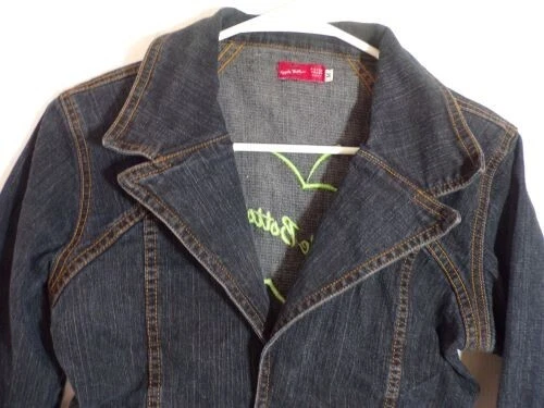 Apple Bottoms Womens Denim Jacket Juniors Size M Medium Y2K Embroidered Logo - Image 3 of 4