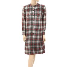 LAURENCE DOLIGE PARIS Plaid & Check Printed Mini Dress Cotton XS New 268141