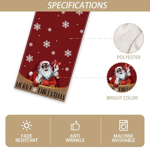 Linen African American Christmas Table Runner Black Table Runner,13''×