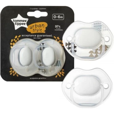 Tommee Tippee Urban Style Soother Assorted Designs 2 Pack Baby Dummy 0-6m New UK