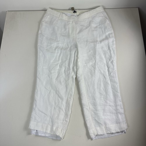 J Crew Linen Blend Pants Women's Size 20 White Wide Leg