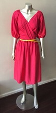 Wrap Sweetheart Vintage 80s Secretary Plunging V Midi Party Dress M
