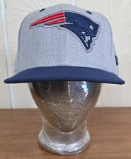 Patriots New England Hat Cap New Era 7 1/4 Fitted Cap 5950 Heather Gray Blue