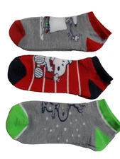 NEW WOMENS GIRLS PEANUTS WORLDWIDE LLC 9-11 LOW CUT SNOOPY GRAY RED GREEN SOCKS