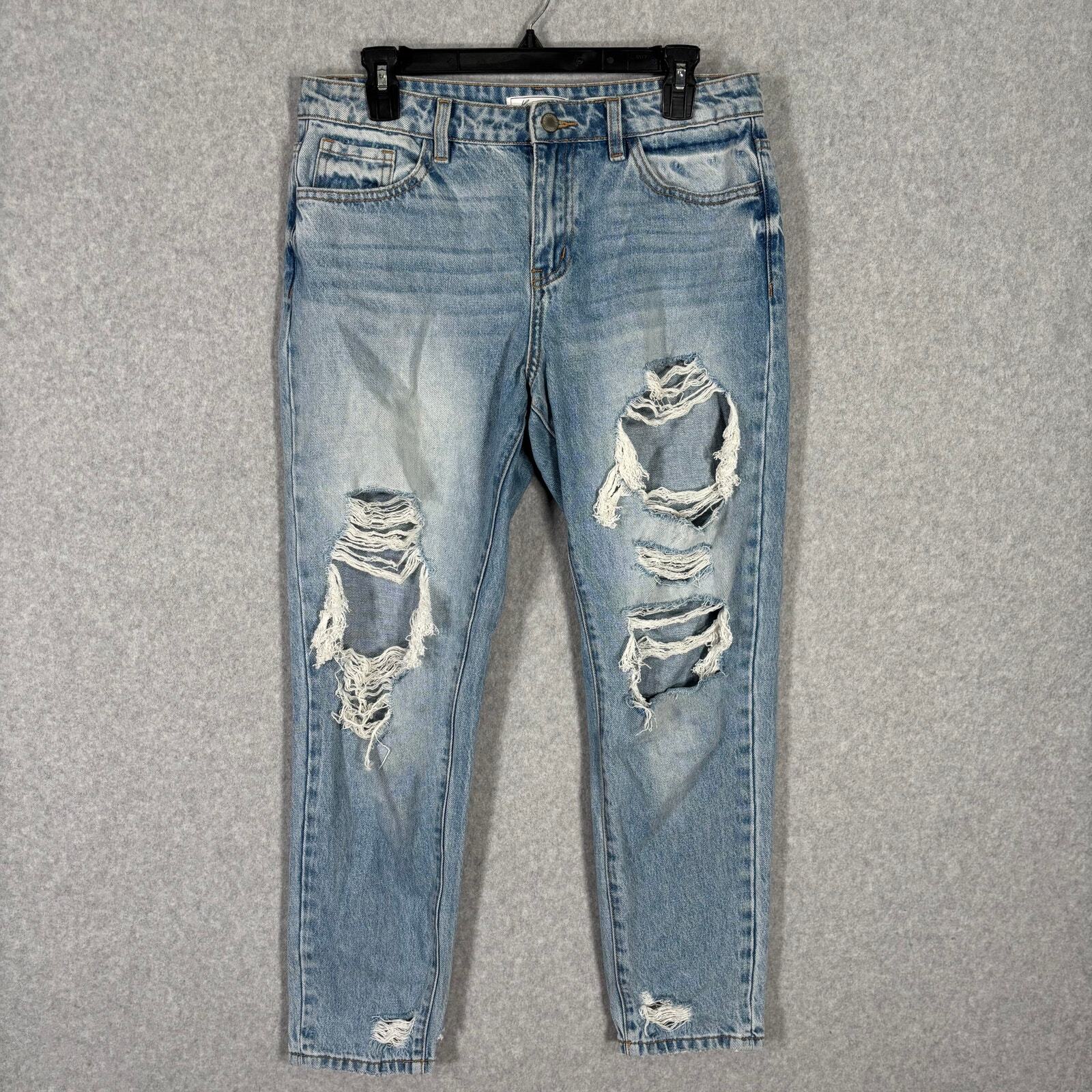 KanCan Jeans 27 Destroyed Distressed Ripped Faded Relaxed 100% Cotton High Rise