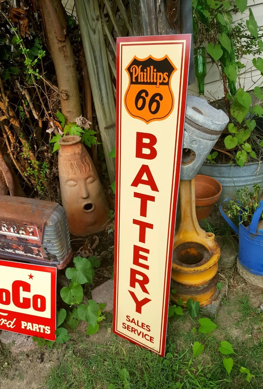 Antique Style Phillips 66 Battery sales service station Sign hot rod