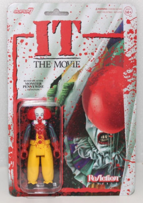 IT PENNYWISE BLOOD SPLATTER SUPER 7 REACTION ACTION FIGURE NEW HORROR MOVIE