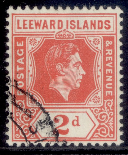 Leeward Islands GVI SG104, 2d scarlet, FINE USED.