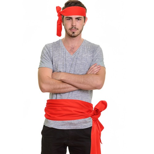 WooHand Piratenkostüm-Set 5-teilig – Kopftuch, Augenklappe, Schärpe, Gürtel & Accessoires Für Damen/Herren