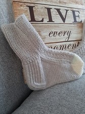 Handmade Knitted Socks Light Grey Size 4-5