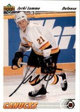 Jyrki Lumme Signed Auto 1991-92 Upper Deck card Vancouver Canucks