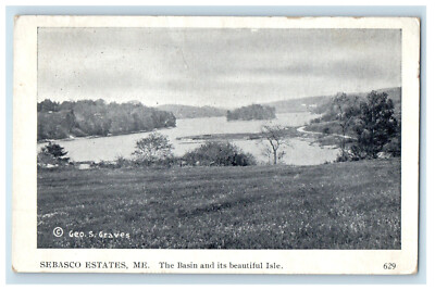 1935 Basin and Its Beautiful Isle Sebasco Estates, Maine ME Vintage Postcard