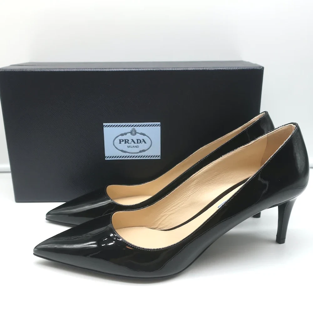 PRADA Patent Leather Mid (2-2.9 in) Heel Height Heels for Women