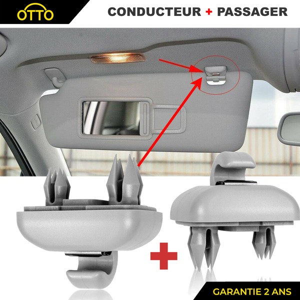 2 Clips Sonnenblenden Vorne Links Rechts FüR Audi A1 A3 A4 A5 Q3 Q5 Grau-image