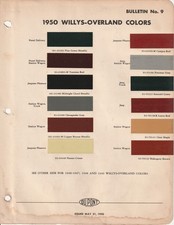 1950 Willys Overland Jeep Jeepster Panel Delivery Wagon Paint Chips Dupont