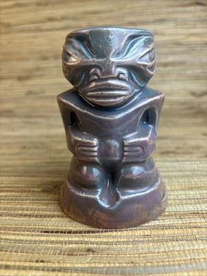 Marquesan Mini Tiki Mug Patrick Vassar Monkey Skull 3.75'' Tall Purplish  Glaze