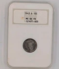1943-S Mercury Dime 10c Silver MS 66 FB 121471-005 NGC Graded