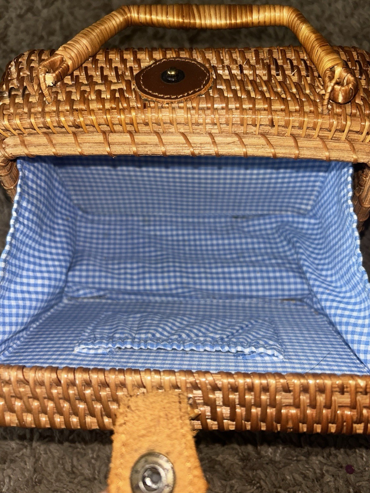 Rectangular Wicker Cross Body Purse Bag with Remo… - image 4