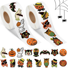 Halloween Vintage Sticker Rolls - 1000Pcs Self-Adhesive Stickers